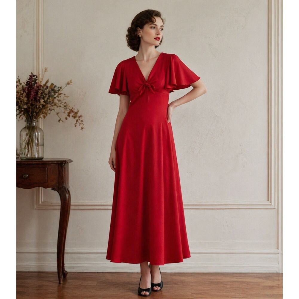 Vintage George Orange Maxi Dress Women’s Size 12 Sleeveless 70s Polyester Retro - Picture 1 of 6